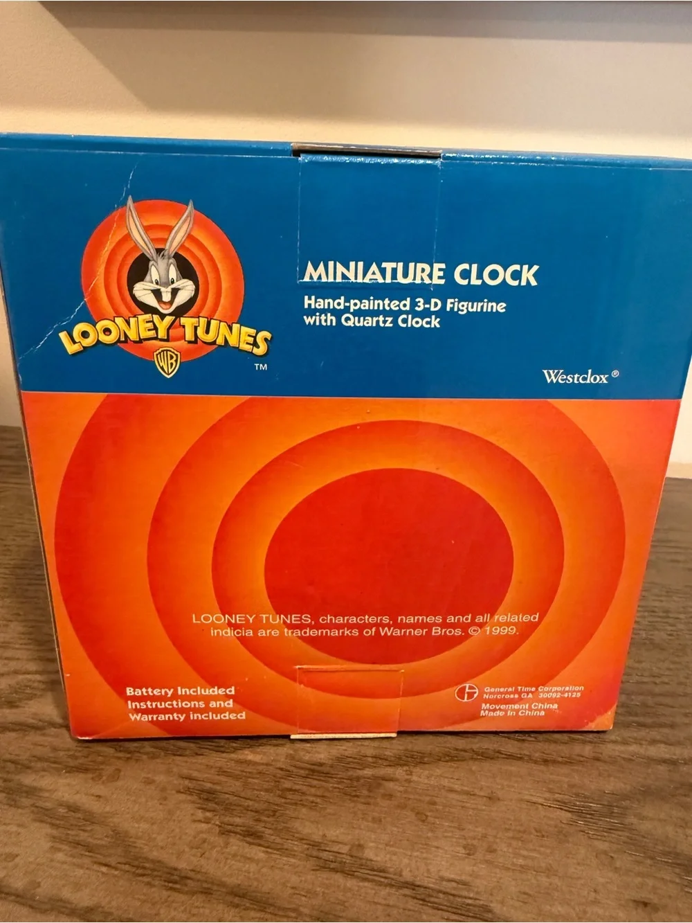 1999 Vintage Taz Looney Tunes Basketball Miniature 3D Clock 90s collectible-New